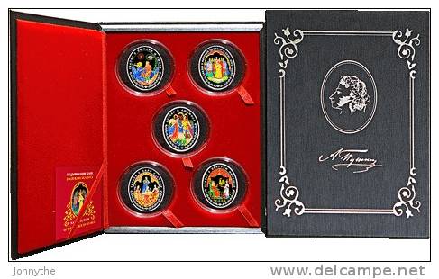 Belarus Set Of 5 Silver Coins Alexander Pushkin’s Fairy Tales - Wit-Rusland