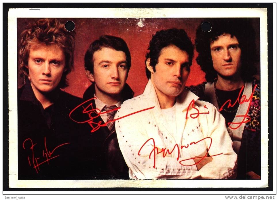 Alte Reproduktion Autogrammkarte  -  Gruppe Queen  -  Von Ca. 1982 - Autographs