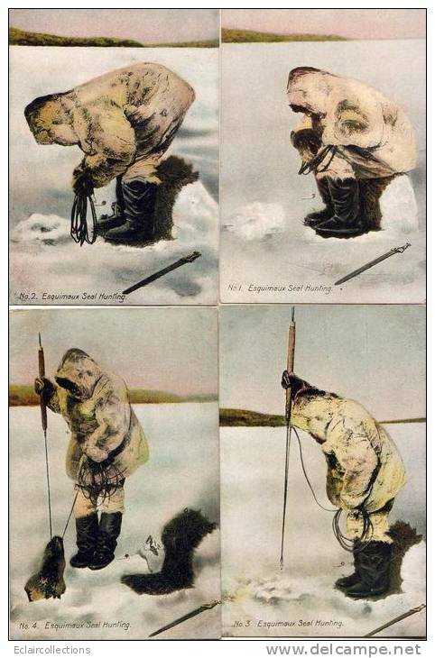 Canada      Esquimaux Seal Hunting  ( Lot De 4 Cartes) - Altri & Non Classificati