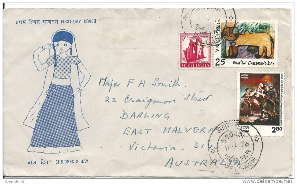 1975 Children's Day FDC To Australia With Stamps On Front - FDC