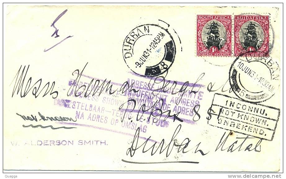 South Africa 1931. Durban Natal Various INSTRUCTIONAL CACHETS. - Covers & Documents
