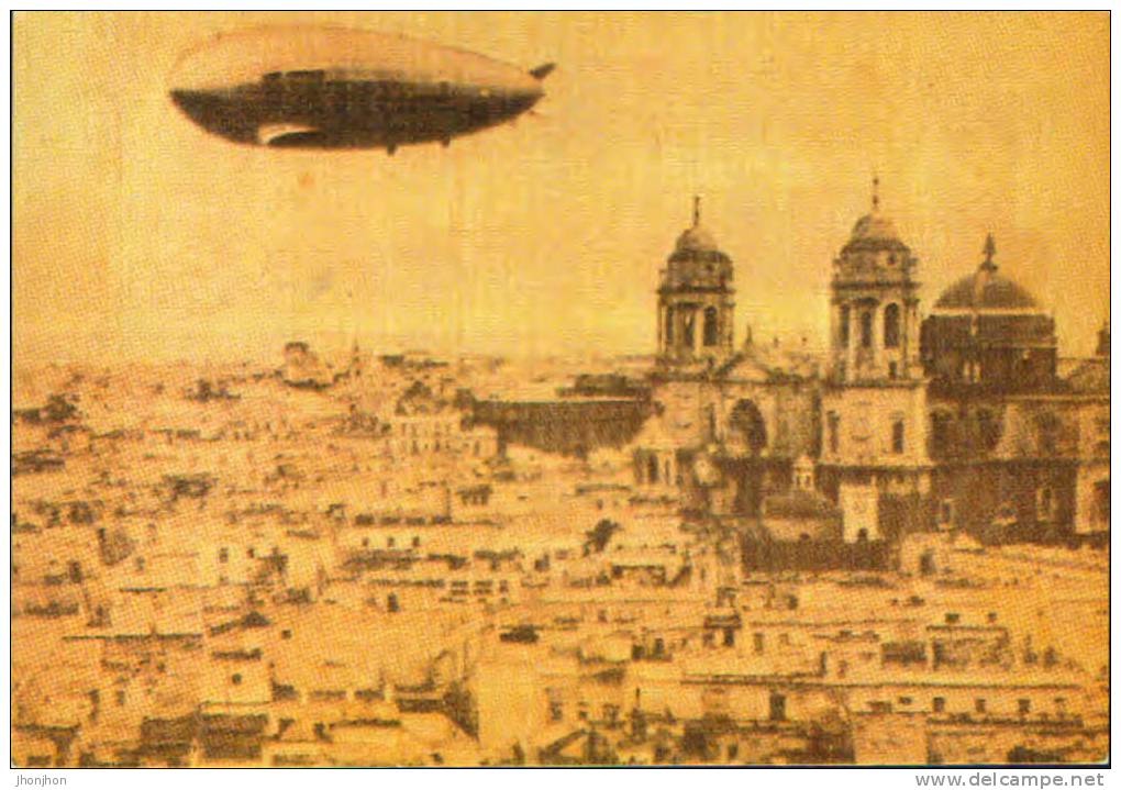 Spain-Postcard(reprint Probably)-The Great Zeppelin Flying Over Cadiz On April 16, 1930-unused ,2/scans - Globos