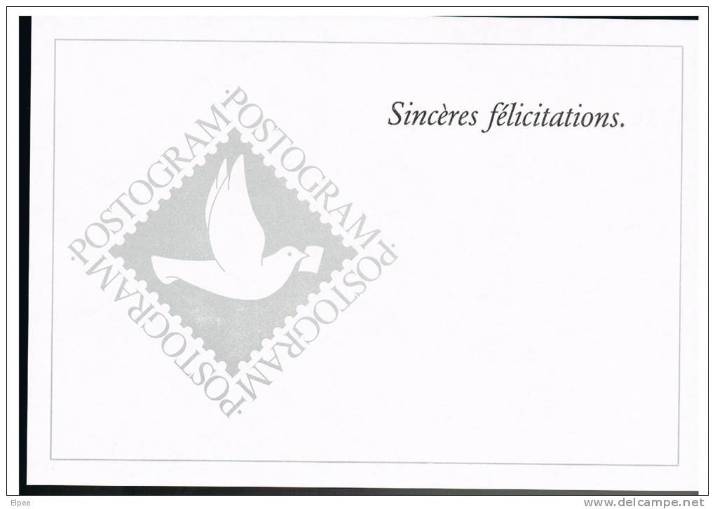 Intercalaire De Postogram (vierge),texte "Sincères Félicitations" Horizontal - Postogram