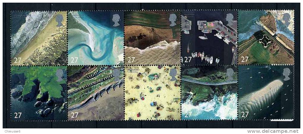 Grande Bretagne N° 2313 à 2322 Se Tenant  - Littoral Britannique. Vues Aériennes - Unused Stamps