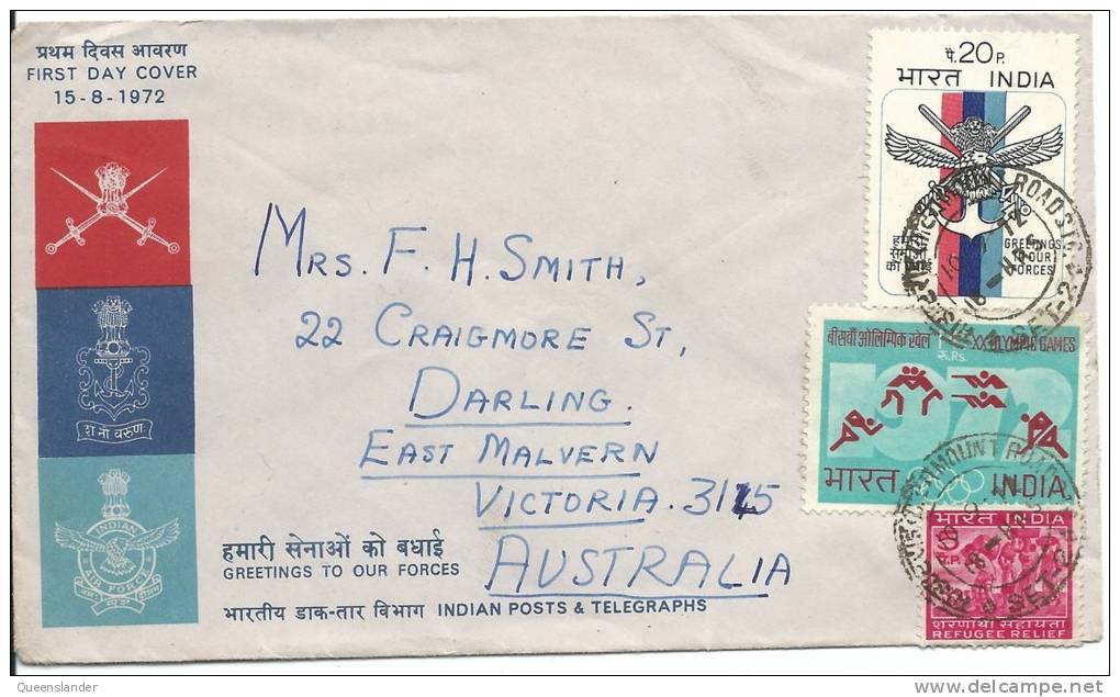 1972 Greetings To Our Forces  FDC To Australia With  Stamps On Front - FDC