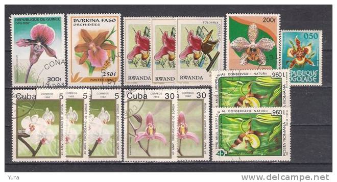 Lot 95    Orchids    14  Different   MNH, Used - Orchideen