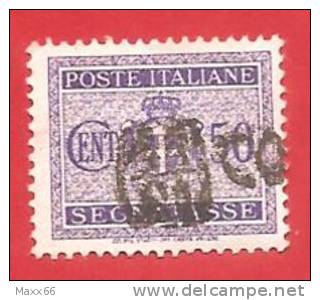 ITALIA LUOGOTENENZA USATO - 1945 - SEGNATASSE - Stemma Senza Fasci, FILIGRANA RUOTA  - Cent. 50  - S. S90 - Taxe