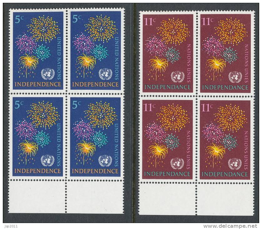 UN New York 1967 Michel 177-178, 2 Blocks Of 4, MNH** - Blocks & Sheetlets