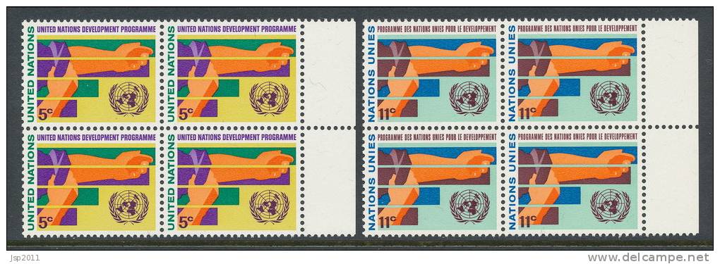 UN New York 1967 Michel 174-175, 2 Blocks Of 4, MNH** - Blocks & Sheetlets