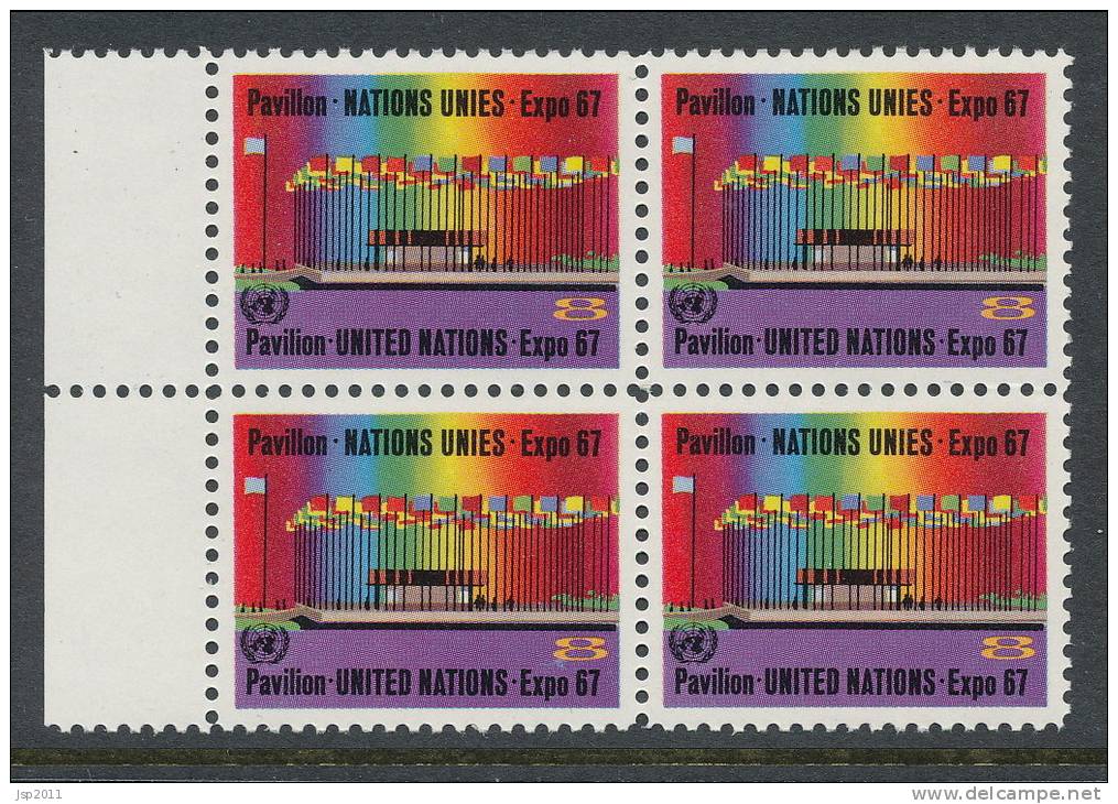 UN New York 1967 Michel 182, Block Of 4, MNH** - Blocs-feuillets