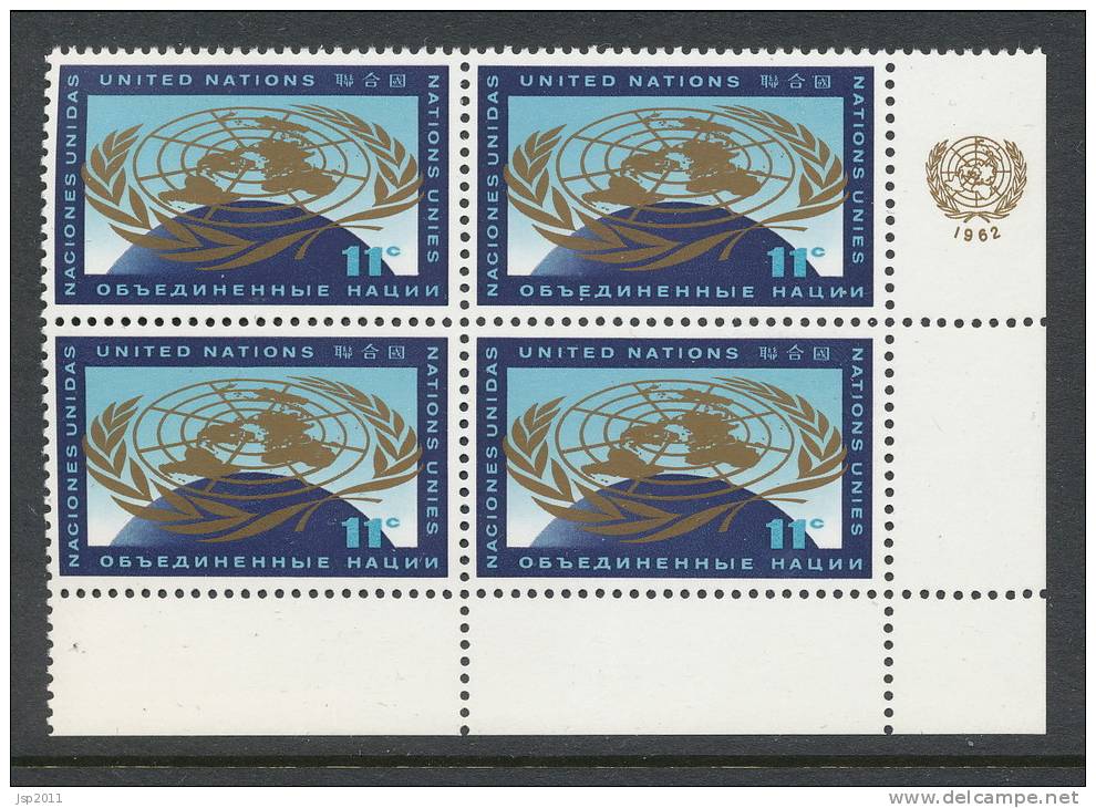 UN New York 1961 Michel 104, Block Of 4, Lable Corner Block, MNH** - Blocks & Sheetlets
