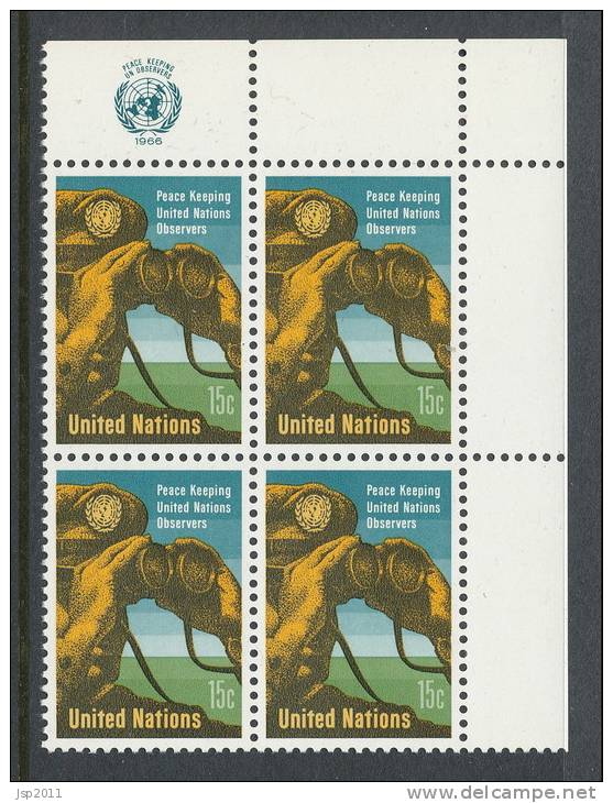 UN New York 1966 Michel 170, Block Of 4, Lable Corner Block, MNH** - Hojas Y Bloques