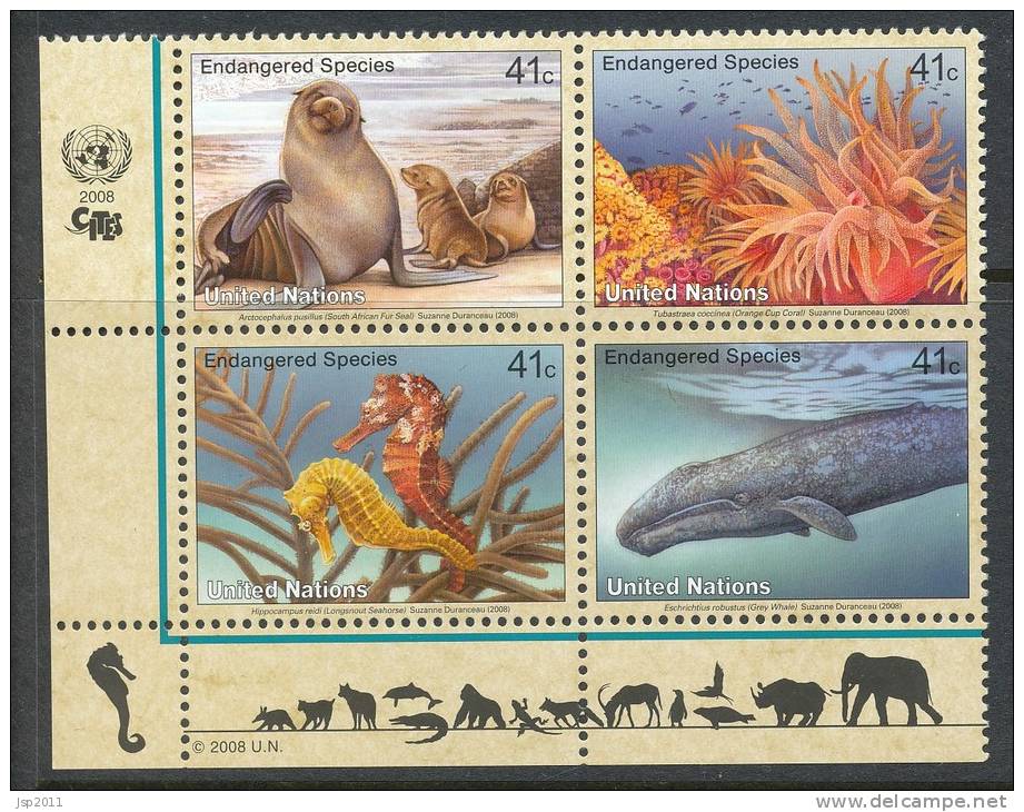 UN New York 2008 Michel 1079-1082, Block Of 4, Lable Corner Block, MNH** - Blocks & Sheetlets