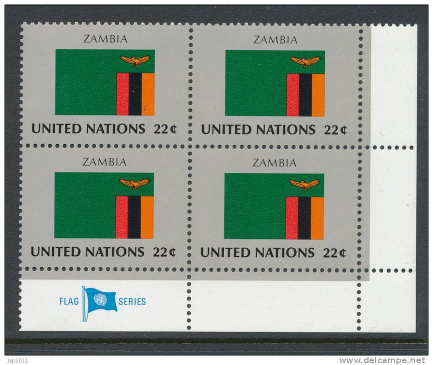 UN New York 1986 Michel 506, Block Of 4, Lable Corner Block, MNH** - Hojas Y Bloques