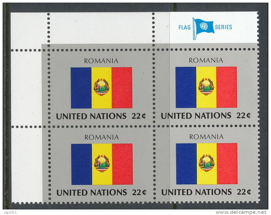 UN New York 1986 Michel 511, Block Of 4, Lable Corner Block, MNH** - Blocs-feuillets