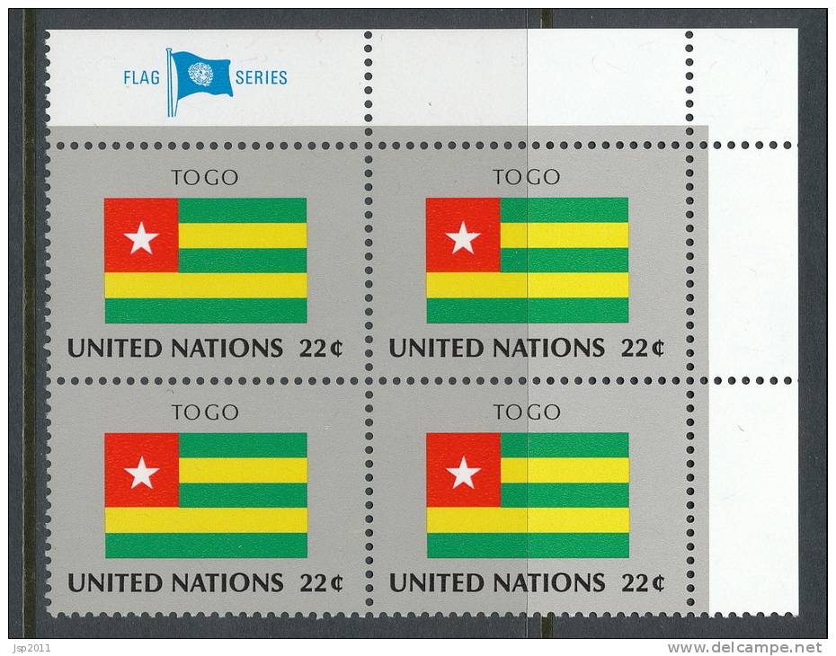 UN New York 1986 Michel 512, Block Of 4, Lable Corner Block, MNH** - Hojas Y Bloques