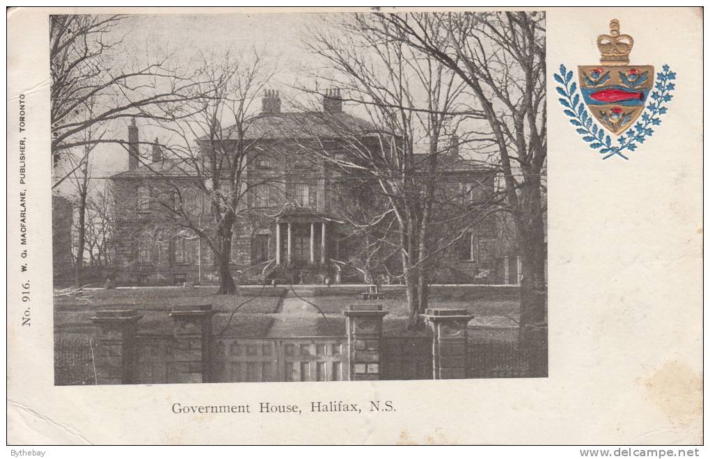 Government House, Halifax, N.S. Postmark Halifax, NS AUG 8 1905 - Halifax