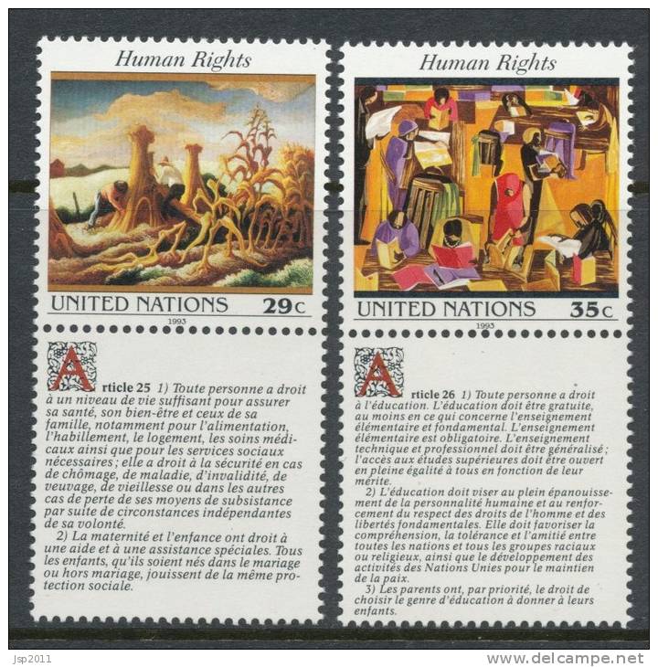 UN New York 1993 Michel 651-652 With Ornamental Field, MNH** - Neufs