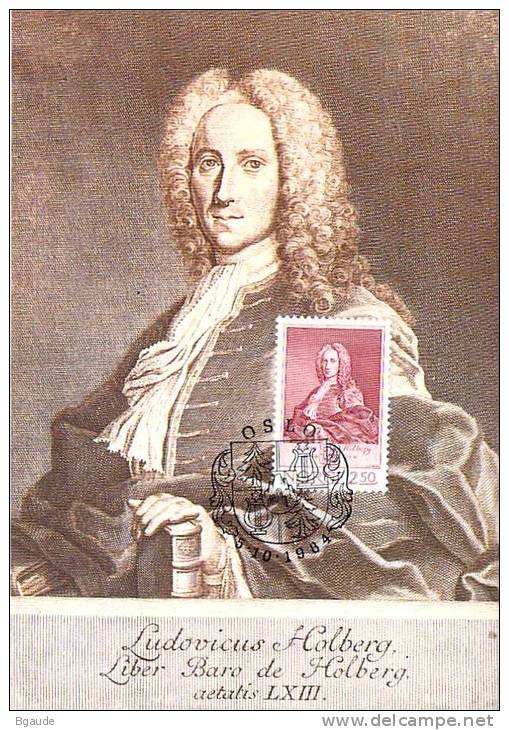 NORVEGE  CARTE  MAXIMUM   NUM.YVERT  866 LITTERATURE HOLBERG - Cartes-maximum (CM)