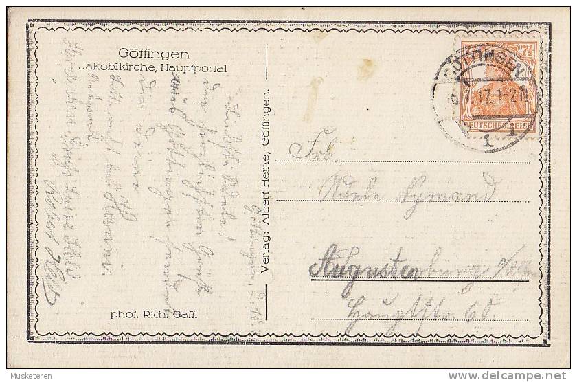 ## Germany PPC Göttingen Jakobskirche, Hauptportal GÖTTINGEN 1917 To SONDERBURG Alsen Denmark (2 Scans) - Goettingen