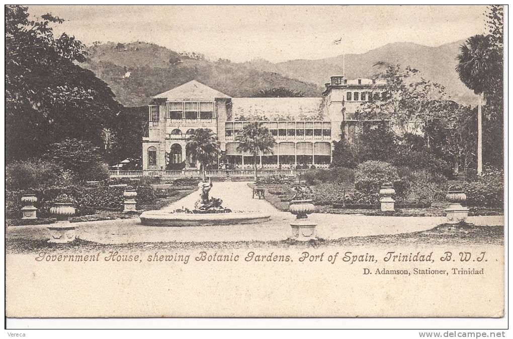 TRINIDAD- GOVERNMENT HOUSE , SHEWING BOTANIC GARDENS , PORT Of SPAIN- Precurseur 1900- SUP RARE - Trinidad