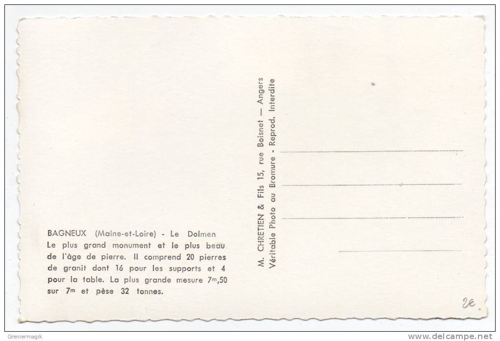 Cpsm 49 - Bagneux - Le Dolmen - Le Plus Grand Et Le Plus Beau De L´age De Pierre - 9x14 Cm - Dolmen & Menhirs