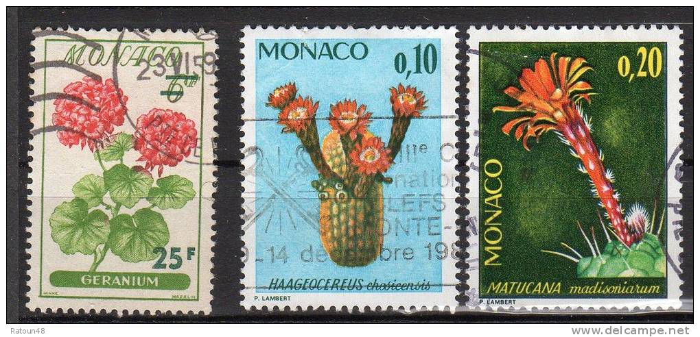 Lot De 3 Timbres - Oblitéré - Fleurs -Monaco - Collections, Lots & Séries