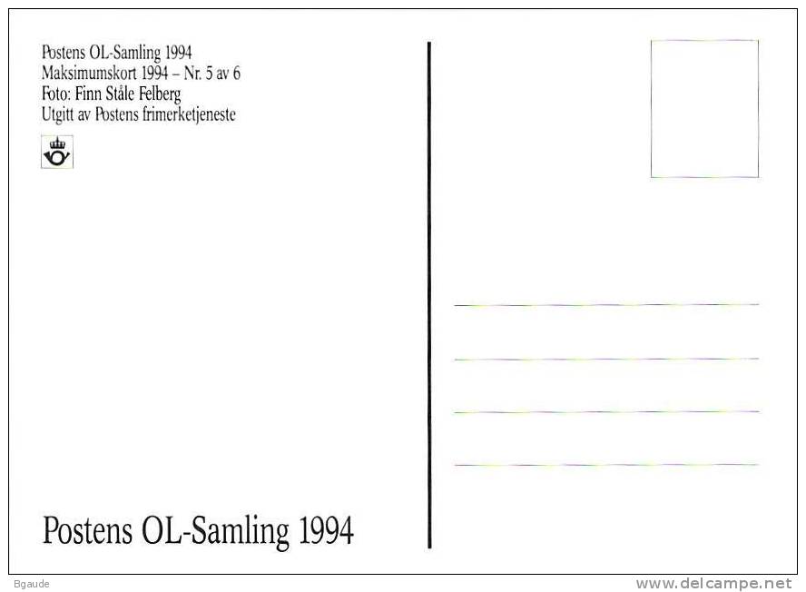 NORVEGE  CARTE MAXIMUM  NUM.YVERT 1104 JEUX OLYMPIQUES LILLEHAMER DE 1994 SPORT - Cartes-maximum (CM)