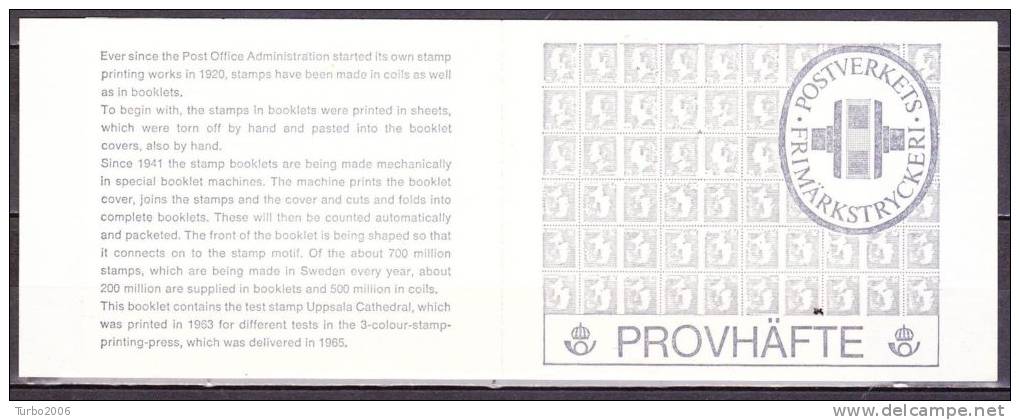 Schweden Suede Sweden 1965 Carnet Testbooklet Provhäfte 10 Cathedral Blue Without Value MNH - 1951-80