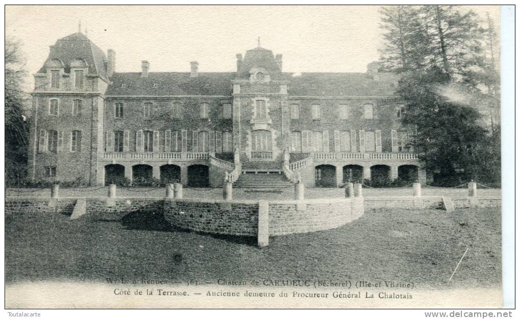 CPA 35 BECHEREL CHATEAU DE CARADEUC COTE DE LA TERRASSE  Plan Rare - Bécherel