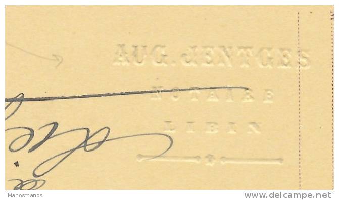 141/20 - Entier Petit Albert LIBIN 1921 Vers LIEGE - Cachet En Relief Notaire Jentges - Cartes Postales 1909-1934