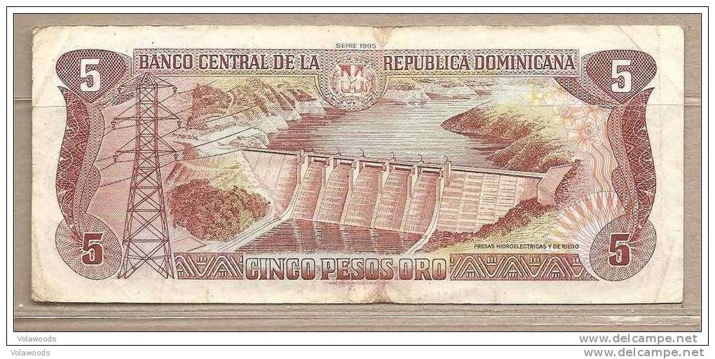 Rep. Dominicana - Banconota Circolata Da 5 Pesos De Oro - 1995 - Repubblica Dominicana