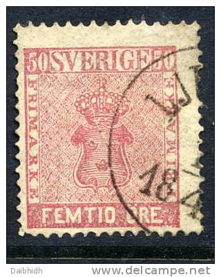 SWEDEN 1858 50 öre Pale Rose, Fine Used..    Michel 12a - Gebruikt