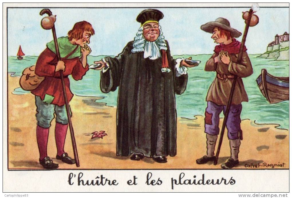 L'HUITRE ET LES PLAIDEURS JEAN DE LA FONTAINE ,ILLUSTRATION CALVET ROGNIAT - Contes, Fables & Légendes