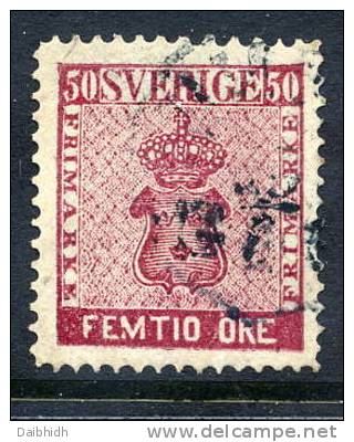 SWEDEN 1860 50 öre Carmine, Fine Used..    Michel 12a - Usati