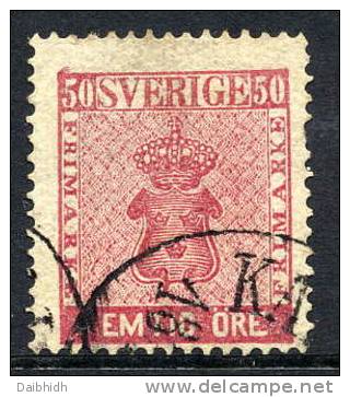 SWEDEN 1860 50 öre Carmine, Fine Used..    Michel 12a - Usados