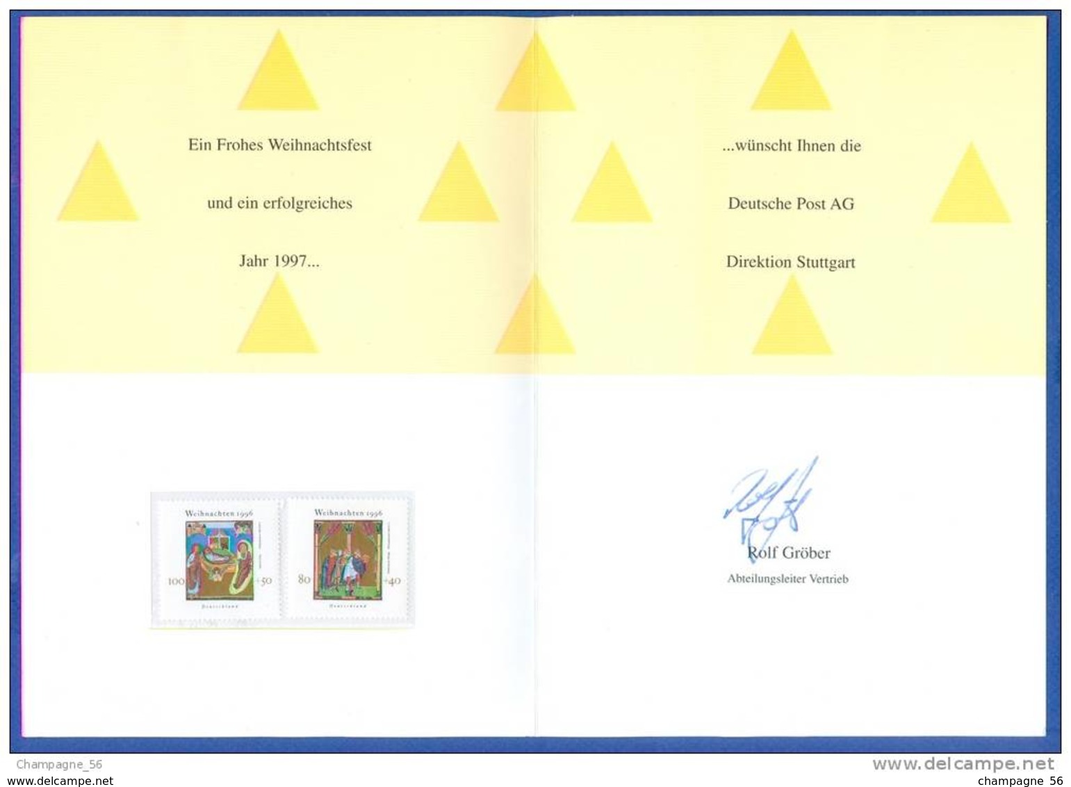 RARE 1997 CARTE WEIHNACHTEN  DEUTSCHE POST  AG TIMBRES NEUF** GOMME - Privées & Locales