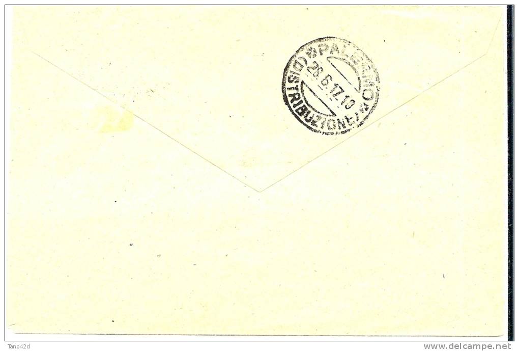 LSAU7 -  V.E.III VOL NAPOLI/PALERMO/NAPOLI 28/6/1917 SUR ENVELOPPE - Airmail