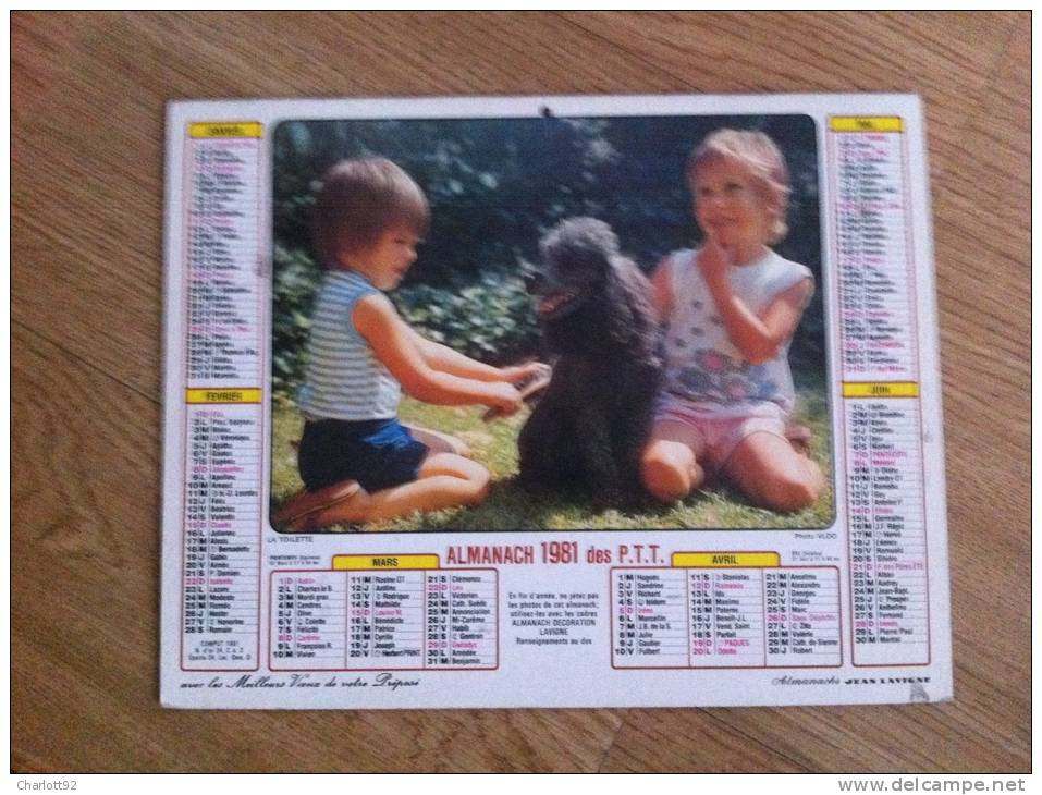 Calendrier Grand Format 1981 Lavigne  LA TOILETTE   EN FAMILLE - Formato Grande : 1981-90