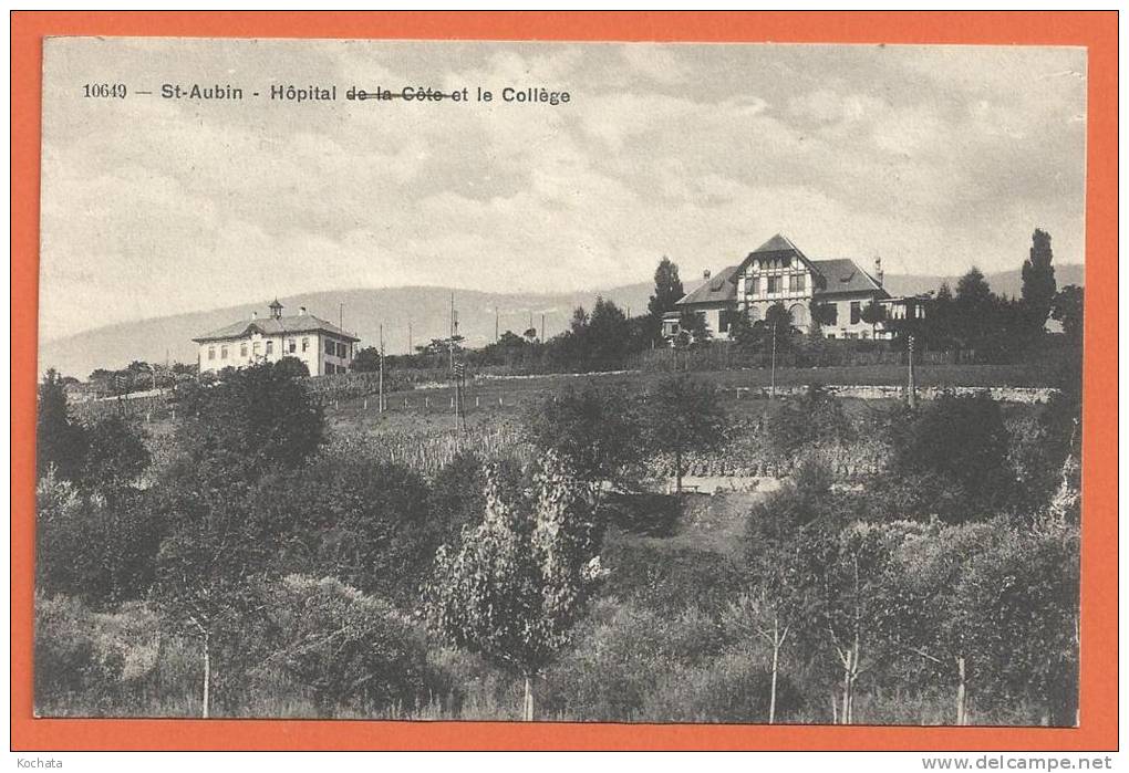 Q331, St-Aubin, Hôpital , Collège, 10649, Circulée  1916 - Saint-Aubin/Sauges