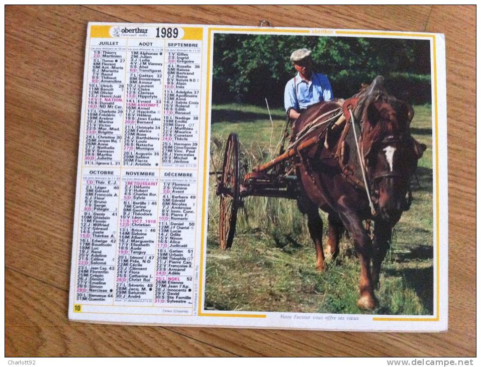 Calendrier Grand Format  OBERTHUR 1989 LE BICENTENAIRE 1789 1989 Berger Des Alpes Faneur Charentes - Formato Grande : 1981-90