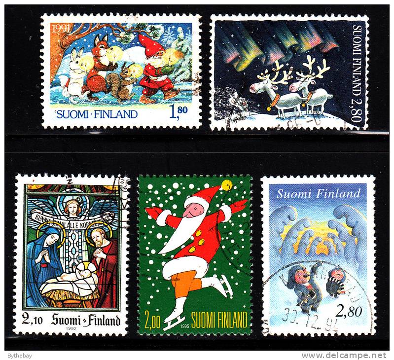 Finland Used Christmas Scott #874, 1024, 904, 979, 948 - Oblitérés