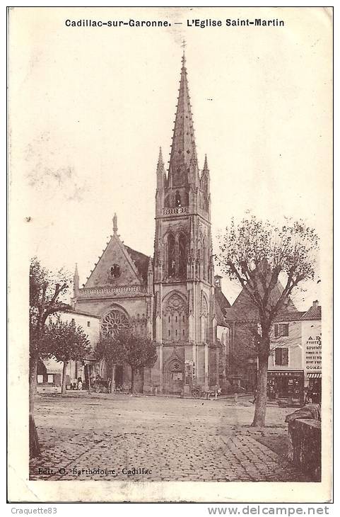 CADILLAC SUR GARONNE -L'EGLISE SAINT-MARTIN  CARTE ANIMEE! - Cadillac