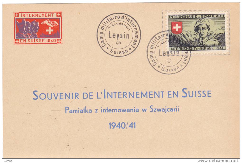 MILITAIRE - SOUVENIR DE L'INTERNEMENT En SUISSE 1940 Leysin/1672 - Documenti