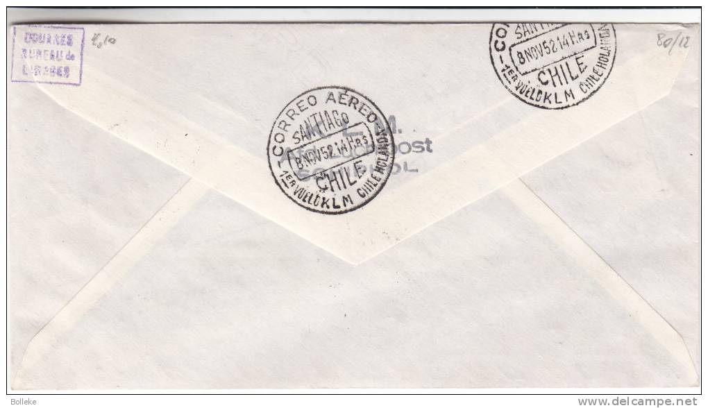 Pays Bas - Lettre De 1952 - 1er Vol Pays Bas - Chili - Storia Postale