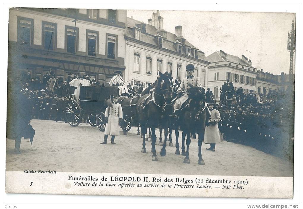 Cpa: BELGIQUE BRUXELLES Funérailles De LEOPOLD II Roi Des Belges (22 Décembre 1909) Voiture De La De La Princesse Anne - Fêtes, événements