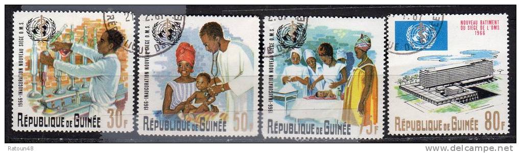 N° 300 à 303  - Oblitéré  - Guinée   -OMS Santé  - - OMS