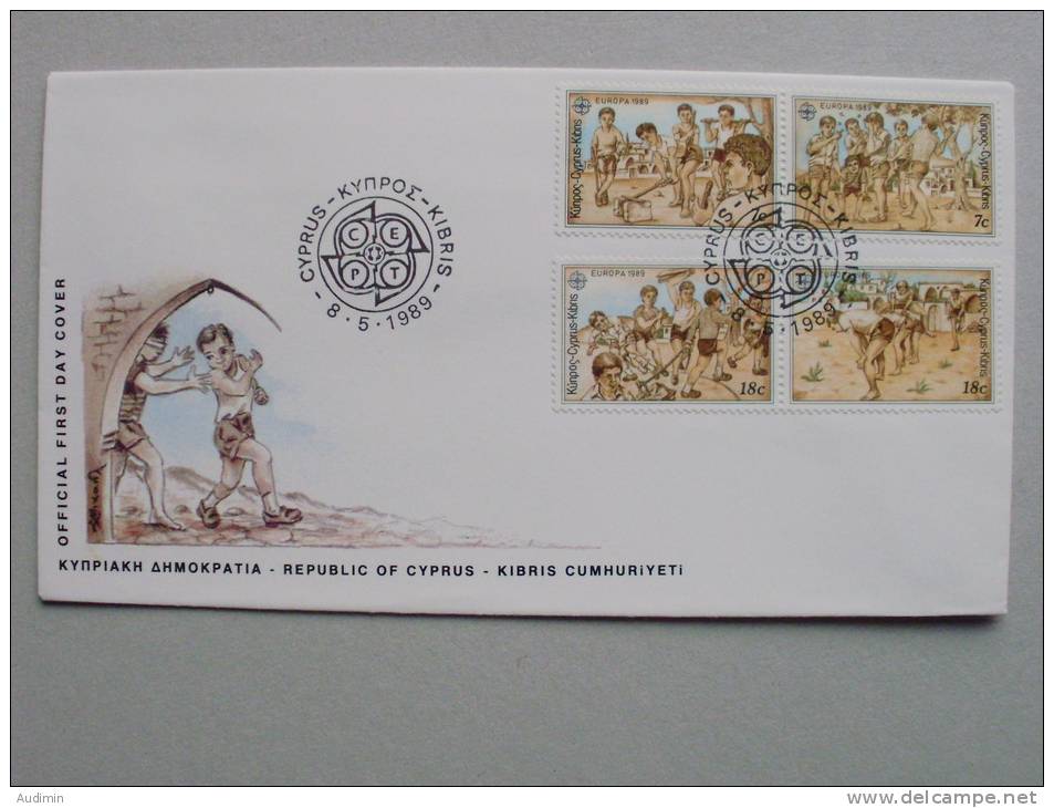 Zypern 715/8 FDC EUROPA/CEPT ´89, Kinderspiele - Cartas