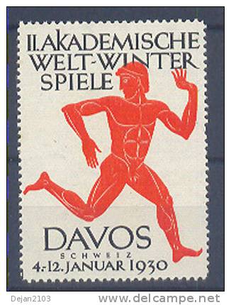 Switzerland Academic Winter Games In Davos 1930 Without Gum - Ungebraucht
