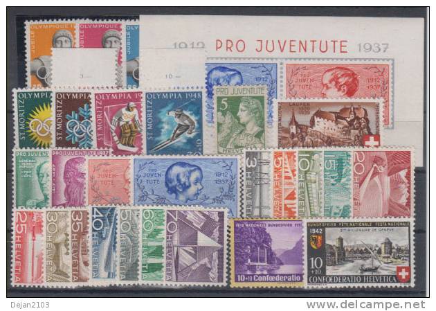 Switzerland 4 Complete Series & 4 Single Stamps MNH ** - Unused Stamps